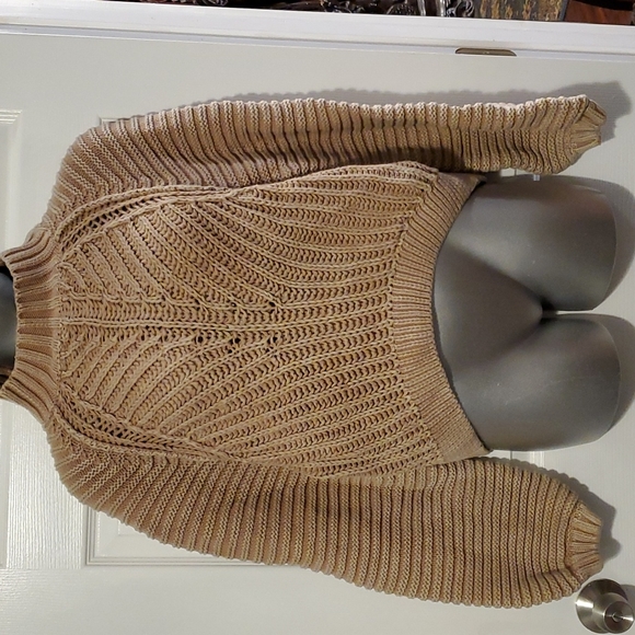 Free People Sweetheart Chunky Rib Knit Pullover Sweater Taupe Size Large L - Picture 2 of 6